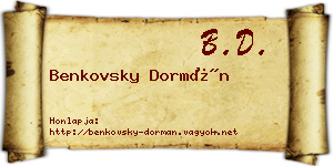 Benkovsky Dormán névjegykártya